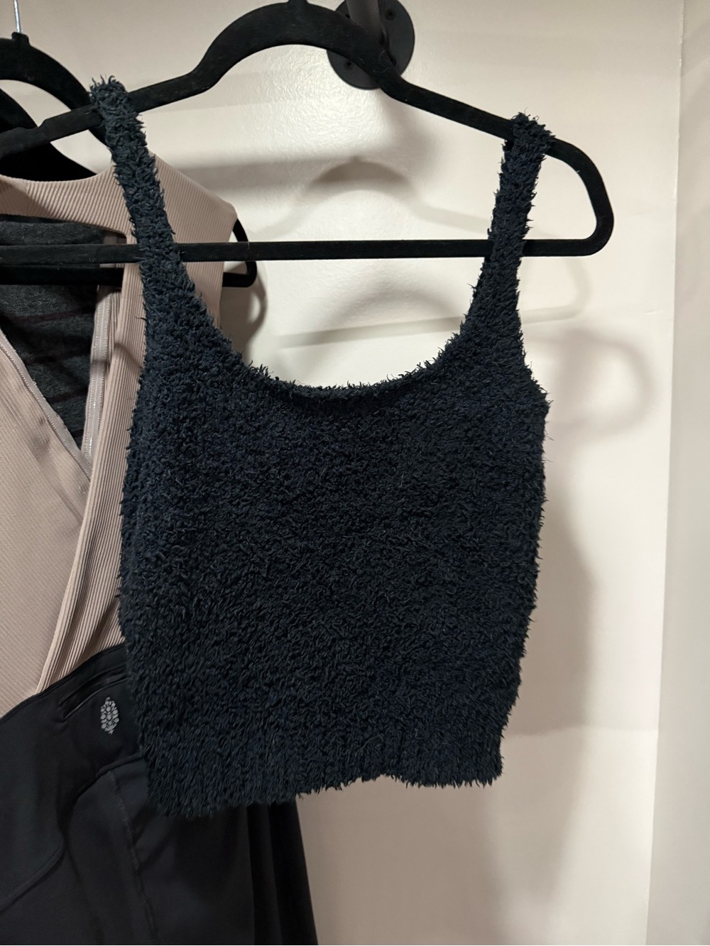 SKIMS Black Fuzzy Cropped Tank
